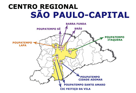 Mapa Pats na região do Centro de São Paulo