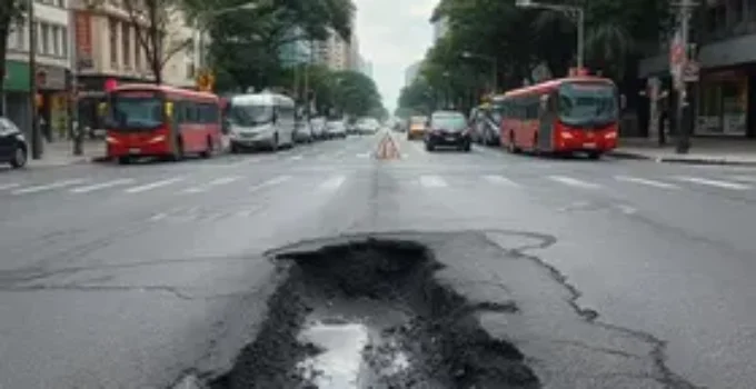 afundamento do asfalto