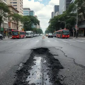 afundamento do asfalto