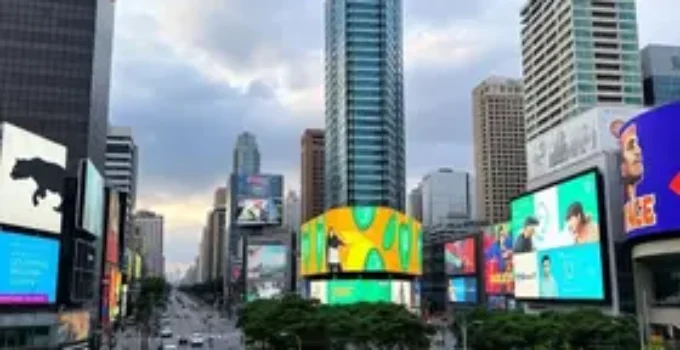 instalação de 'Times Square' no centro de São Paulo